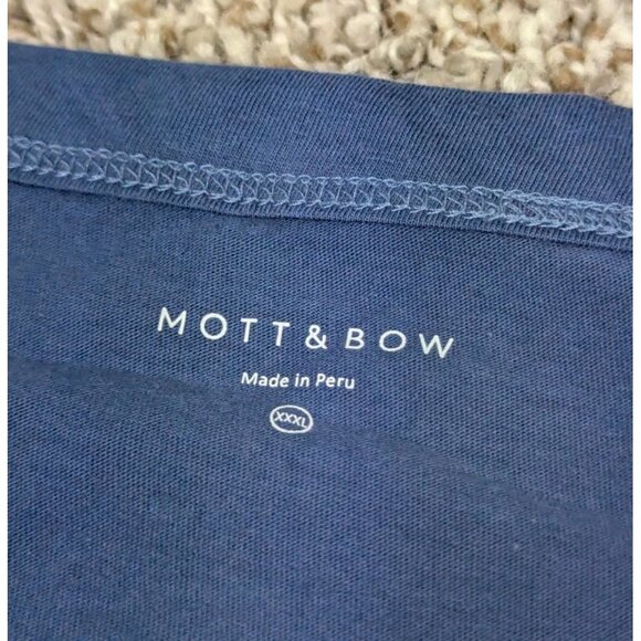 Mott and Bow T-Shirt 3XL XXXL Blue Short Sleeve Lightweight 100% Cotton Crew - Picture 4 of 7